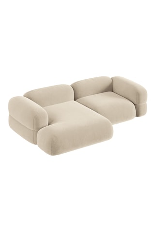 Canapé d’angle gauche modulable Lony - Beige - 3 places - En tissu velours