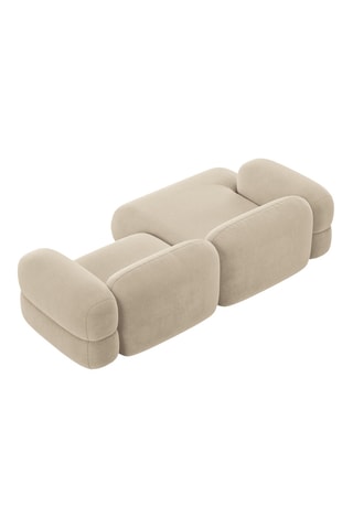 Canapé d’angle gauche modulable Lony - Beige - 3 places - En tissu velours