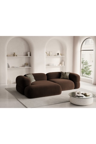 Canapé d’angle gauche modulable Lony - Marron - 3 places - En tissu velours