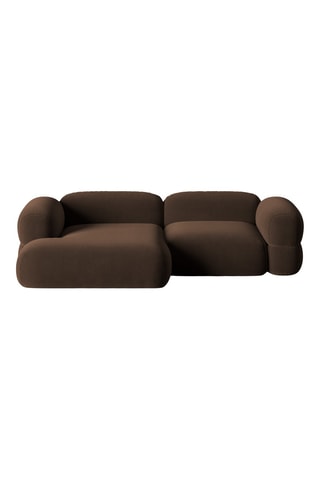 Canapé d’angle gauche modulable Lony - Marron - 3 places - En tissu velours