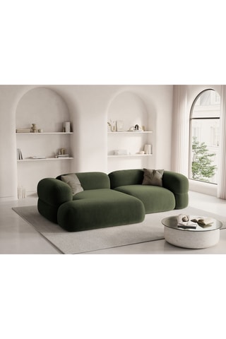 Canapé d’angle gauche modulable Lony - Vert foncé - 3 places - En tissu velours