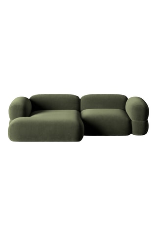 Canapé d’angle gauche modulable Lony - Vert foncé - 3 places - En tissu velours