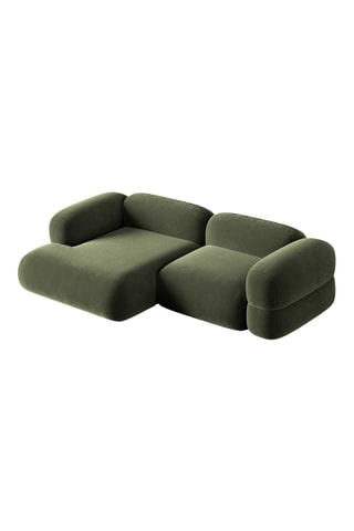 Canapé d’angle gauche modulable Lony - Vert foncé - 3 places - En tissu velours