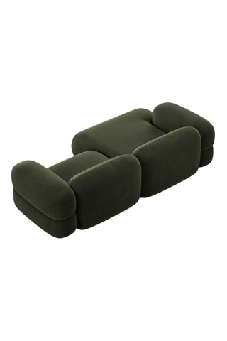 Canapé d’angle gauche modulable Lony - Vert foncé - 3 places - En tissu velours