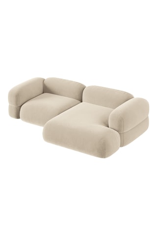 Canapé d’angle droit modulable Lony - Beige - 3 places - En tissu velours