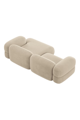 Canapé d’angle droit modulable Lony - Beige - 3 places - En tissu velours