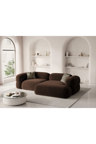 Canapé d’angle droit modulable Lony - Marron - 3 places - En tissu velours