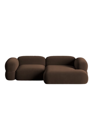 Canapé d’angle droit modulable Lony - Marron - 3 places - En tissu velours