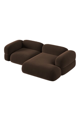 Canapé d’angle droit modulable Lony - Marron - 3 places - En tissu velours