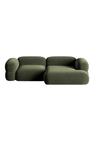 Canapé d’angle droit modulable Lony - Vert foncé - 3 places - En tissu velours