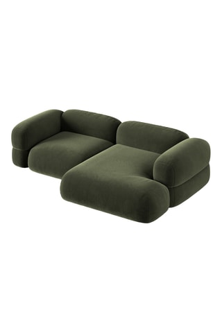 Canapé d’angle droit modulable Lony - Vert foncé - 3 places - En tissu velours