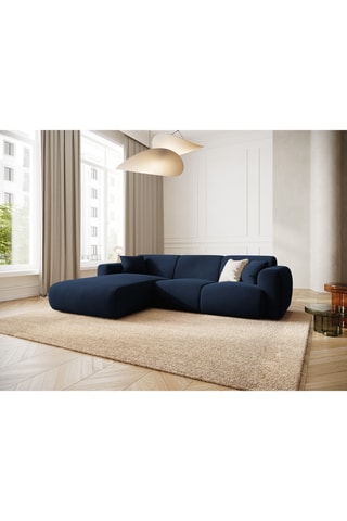 Canapé d’angle gauche Theo - Bleu roi - 4 places - En tissu velours