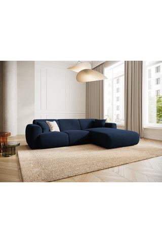 Canapé d’angle droit Theo - Bleu roi - 4 places - En tissu velours