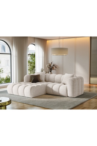 Canapé d’angle gauche modulaire Arden - Beige - 3 places - tissu chenille