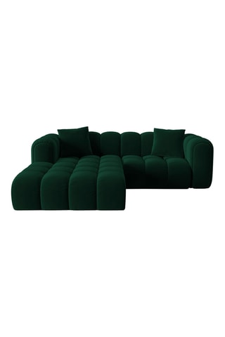 Canapé d’angle gauche modulable Arden - Vert foncé - 3 places - Tissu velours