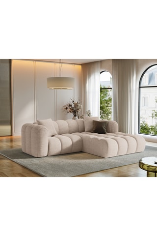 Canapé d’angle droit modulaire Arden - Beige - 3 places - Tissu chenille