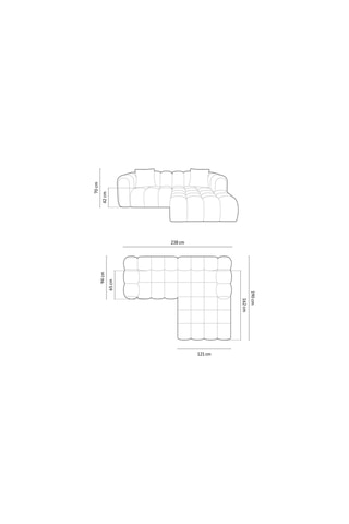 Canapé d’angle droit modulaire Arden - Beige - 3 places - Tissu chenille