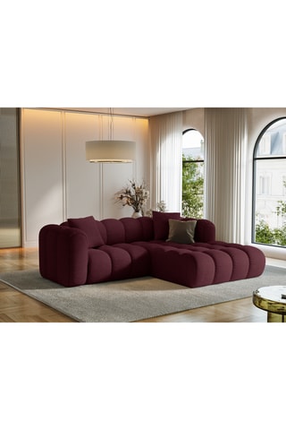 Canapé d’angle droit modulaire Arden - Bordeaux - 3 places - Tissu chenille