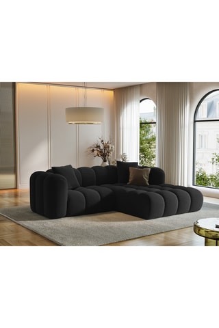 Canapé d’angle droit modulable Arden - Noir - 3 places - Tissu velours