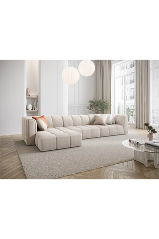Canapé d’angle gauche modulaire Adams - Beige - 5 places - En tissu chenille