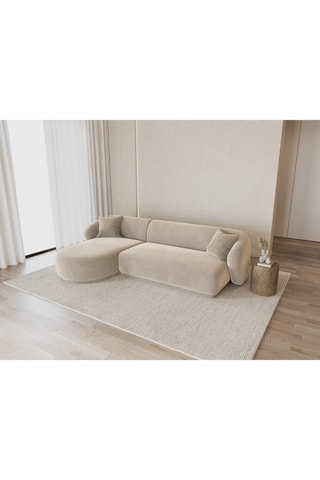 Canapé d’angle gauche Jane - Beige - 4 places - Toucher velours