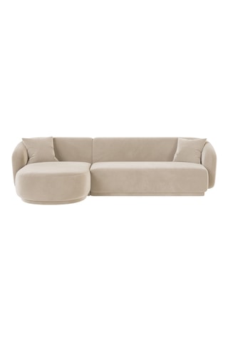 Canapé d’angle gauche Jane - Beige - 4 places - Toucher velours