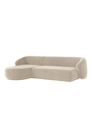 Canapé d’angle gauche Jane - Beige - 4 places - Toucher velours