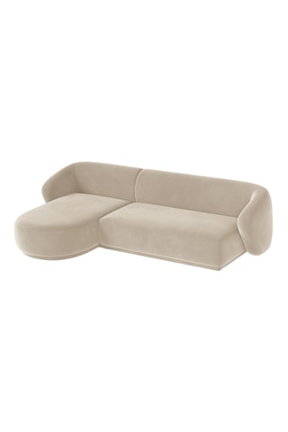 Canapé d’angle gauche Jane - Beige - 4 places - Toucher velours