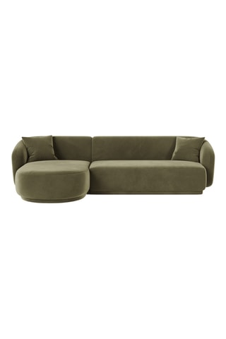 Canapé d’angle gauche Jane - Vert olive - 4 places - Toucher velours