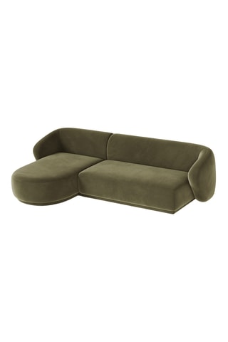 Canapé d’angle gauche Jane - Vert olive - 4 places - Toucher velours