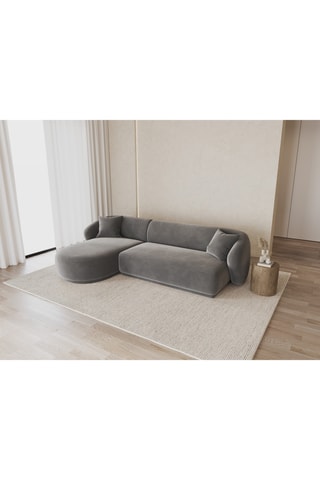 Canapé d’angle gauche Jane - Gris - 4 places - Toucher velours