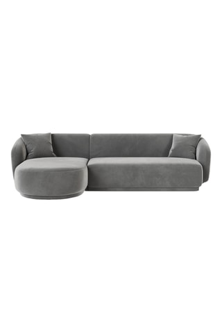 Canapé d’angle gauche Jane - Gris - 4 places - Toucher velours