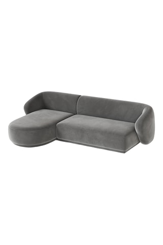 Canapé d’angle gauche Jane - Gris - 4 places - Toucher velours