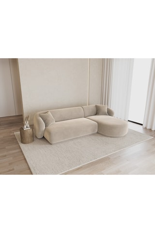 Canapé d’angle droit Jane - Beige - 4 places - Toucher velours