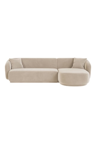 Canapé d’angle droit Jane - Beige - 4 places - Toucher velours