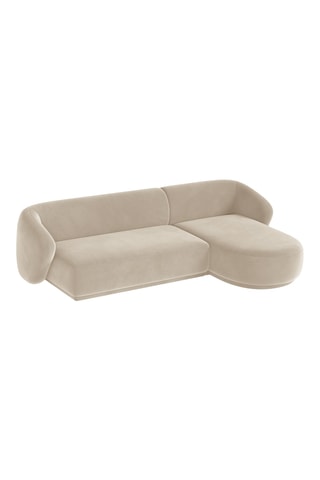 Canapé d’angle droit Jane - Beige - 4 places - Toucher velours