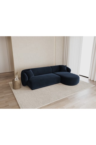 Canapé d’angle droit Jane - Bleu roi - 4 places - Toucher velours