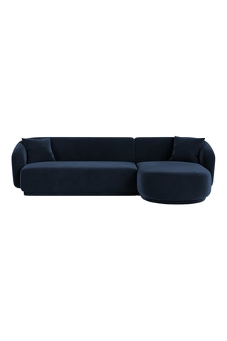 Canapé d’angle droit Jane - Bleu roi - 4 places - Toucher velours