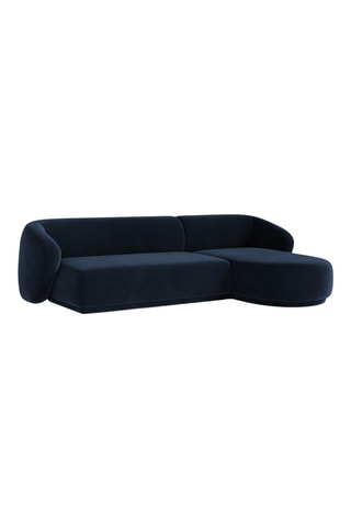 Canapé d’angle droit Jane - Bleu roi - 4 places - Toucher velours