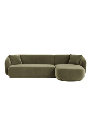 Canapé d’angle droit Jane - Vert olive - 4 places - Toucher velours