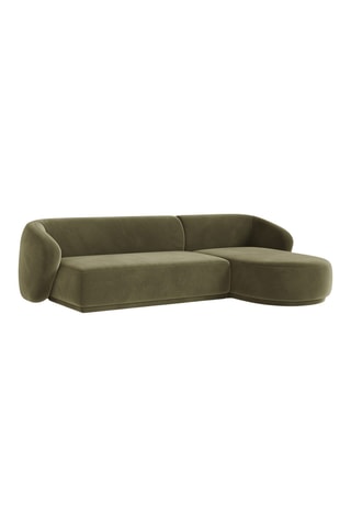 Canapé d’angle droit Jane - Vert olive - 4 places - Toucher velours