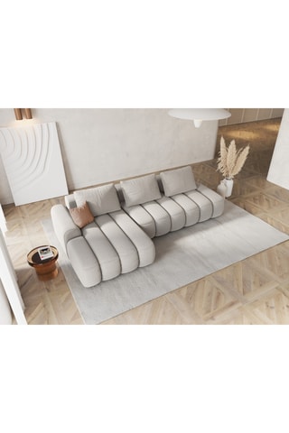 Canapé d'angle gauche convertible Kimi - Beige - 4 places - En polyester