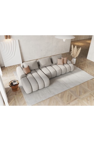 Canapé d'angle gauche convertible Kimi - Beige - 3 places - En polyester