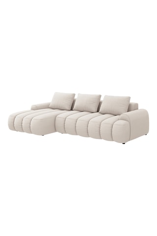 Canapé d'angle gauche convertible Kimi - Beige - 3 places - En polyester