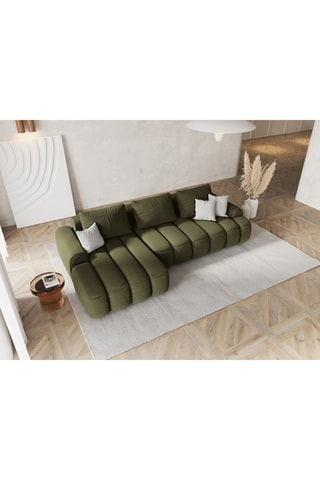 Canapé d'angle gauche convertible Kimi - Vert - 3 places - En polyester