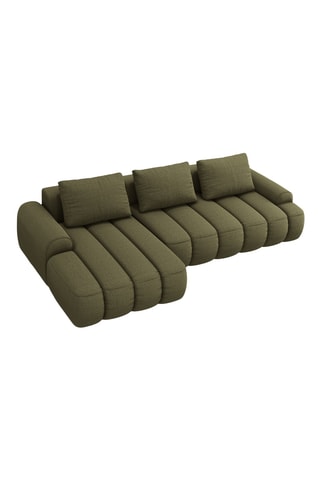 Canapé d'angle gauche convertible Kimi - Vert - 3 places - En polyester
