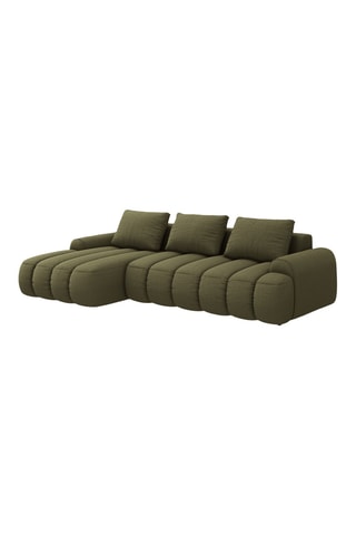 Canapé d'angle gauche convertible Kimi - Vert - 3 places - En polyester