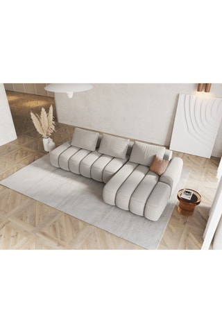 Canapé d'angle droit convertible Kimi - Beige - 4 places - En polyester