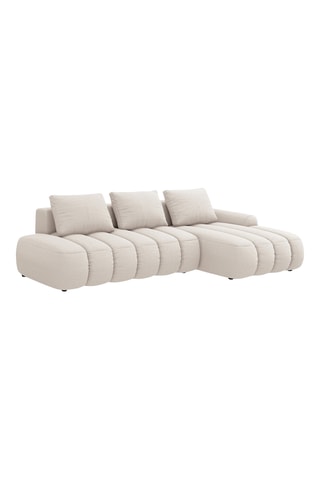 Canapé d'angle droit convertible Kimi - Beige - 4 places - En polyester
