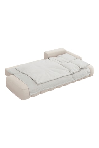 Canapé d'angle droit convertible Kimi - Beige - 4 places - En polyester
